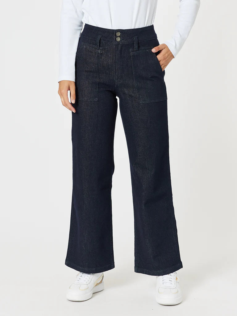 Hudson High Rise Wide Leg Jean Dark Denim - Main Image