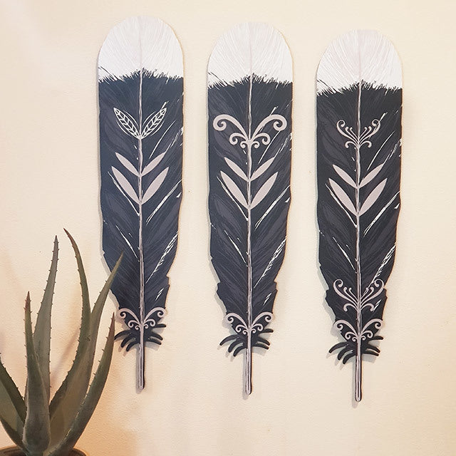 Wall Art - Huia Feathers - Set of 3