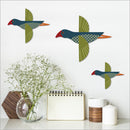 Wall Art Set of 3 Folk Pukeko